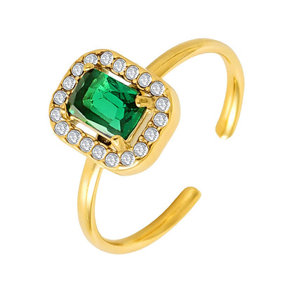 Emerald Green Diamond Band Ring