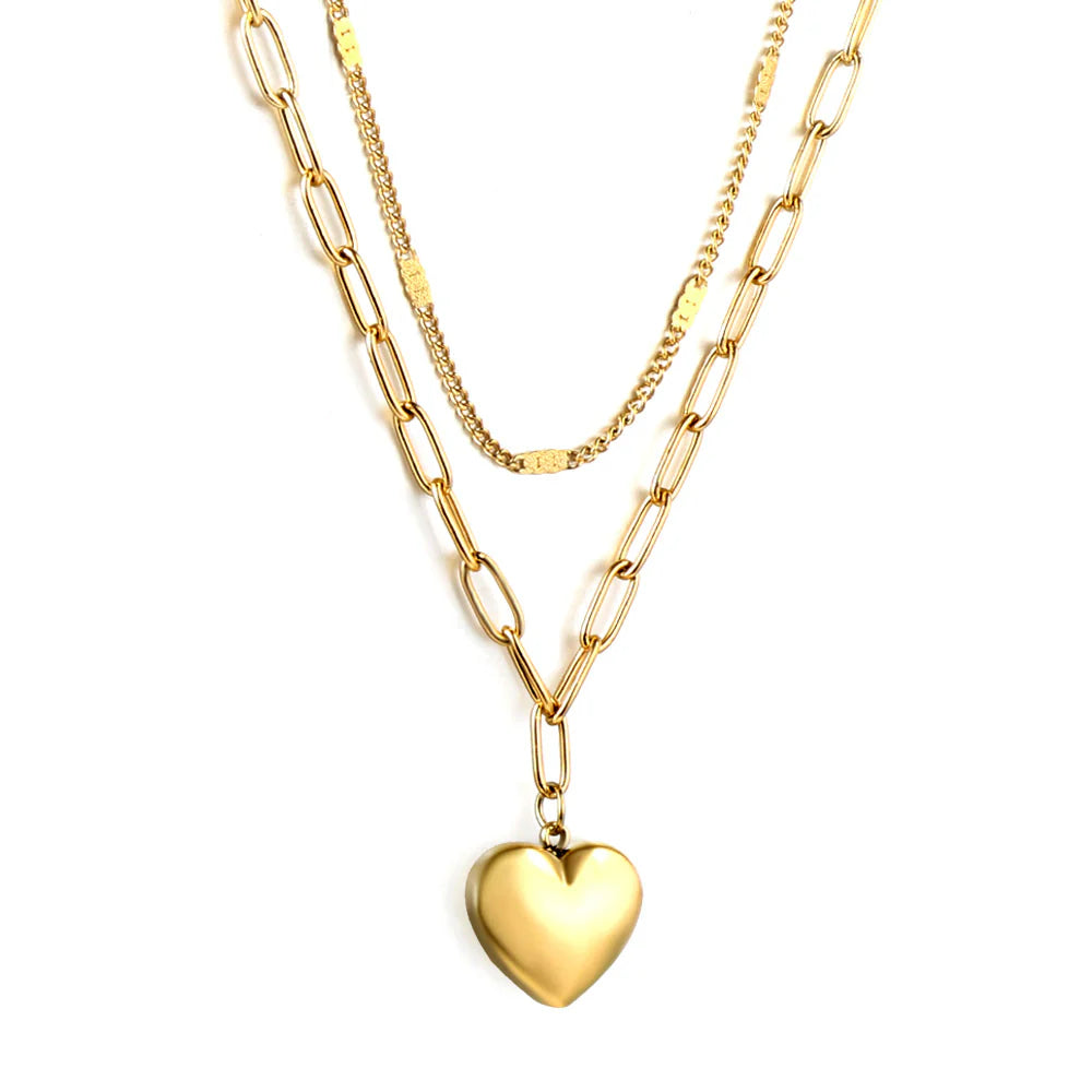 Double Layered Heart Pendant Necklace